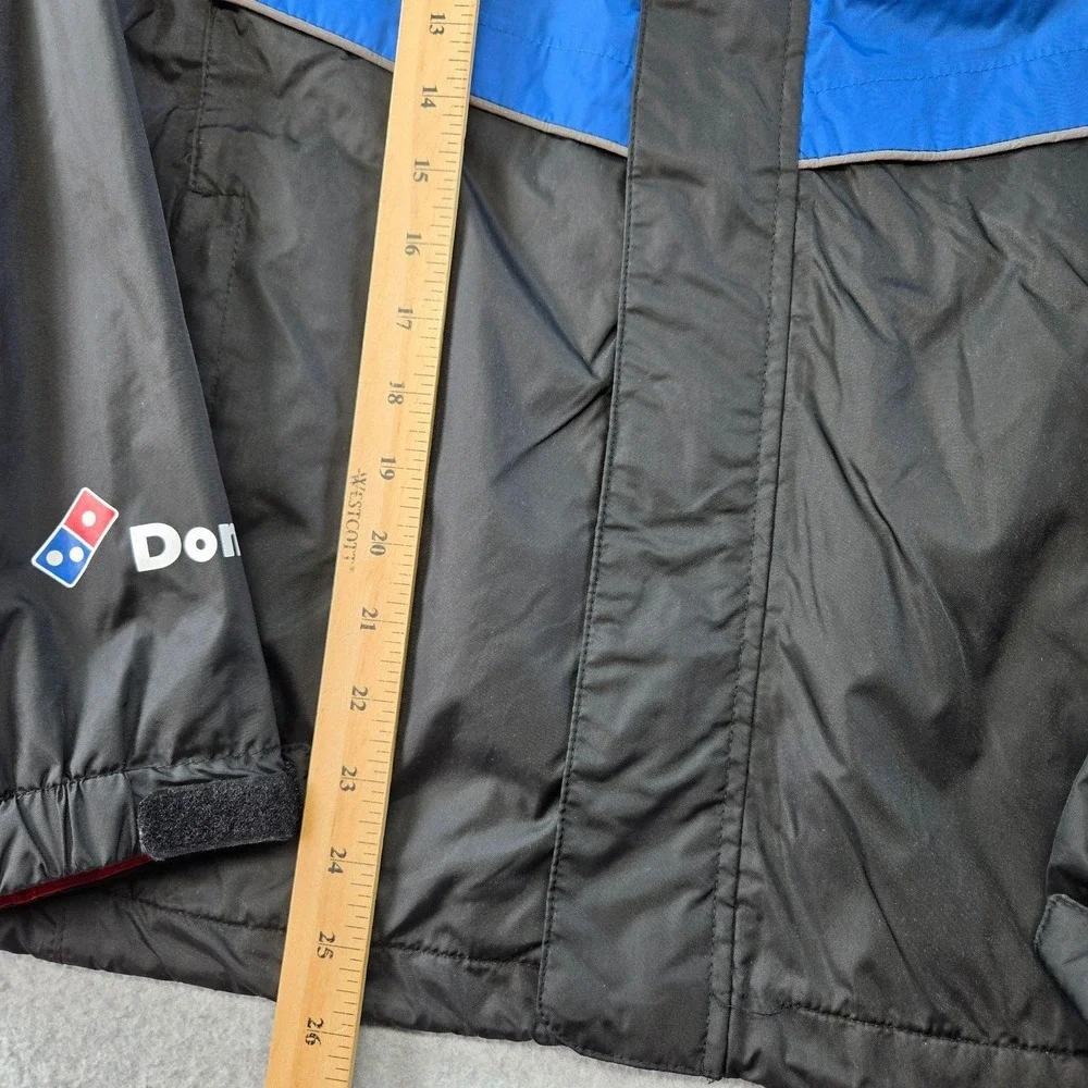 Domino's Jacket Mens S Blue Windbreaker Hooded Lined Pockets Reflective